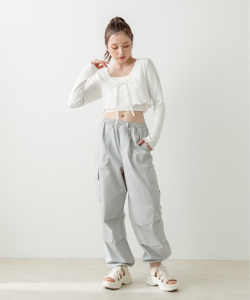 OLIVE des OLIVE（オリーブデオリーブ）の「キャミ×ボレロセット　1031060300（アンサンブル・レディース・ラベンダー/オフホワイト/ブラック・FREE）」の4枚目の写真