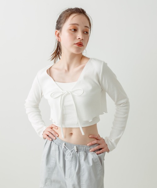 OLIVE des OLIVE（オリーブデオリーブ）の「キャミ×ボレロセット　1031060300（アンサンブル・レディース・ラベンダー/オフホワイト/ブラック・FREE）」の5枚目の写真