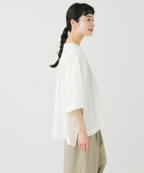 かぐれ ブラウス ステッチ ホワイト 刺繍 シャツ クロスステッチ 楽天