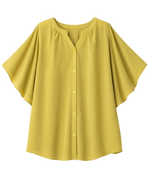 Viola e Viola（ヴィオラエヴィオラ）の「ゆるっときれいなスキッパーフレアー袖ブラウス（シャツ/ブラウス・レディース・ブルー/ベージュ系その他/イエロー/オレンジ系その他/ブラック系その他/オフホワイト/グリーン/ブラック/コバルトブルー/オレンジ・LARGE/MEDIUM/XX-LARGE/X-LARGE）」の8枚目の写真