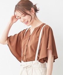 ゆるっときれいなスキッパーフレアー袖ブラウス
