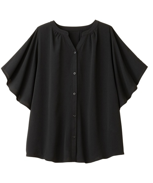 Viola e Viola（ヴィオラエヴィオラ）の「ゆるっときれいなスキッパーフレアー袖ブラウス（シャツ/ブラウス・レディース・ブルー/ベージュ系その他/イエロー/オレンジ系その他/ブラック系その他/オフホワイト/グリーン/ブラック/コバルトブルー/オレンジ・LARGE/MEDIUM/XX-LARGE/X-LARGE）」の15枚目の写真