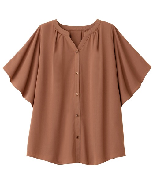 Viola e Viola（ヴィオラエヴィオラ）の「ゆるっときれいなスキッパーフレアー袖ブラウス（シャツ/ブラウス・レディース・ブルー/ベージュ系その他/イエロー/オレンジ系その他/ブラック系その他/オフホワイト/グリーン/ブラック/コバルトブルー/オレンジ・LARGE/MEDIUM/XX-LARGE/X-LARGE）」の19枚目の写真