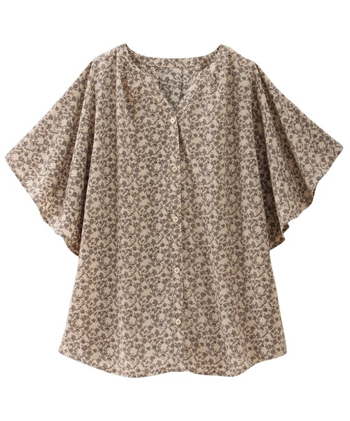 Viola e Viola（ヴィオラエヴィオラ）の「ゆるっときれいなスキッパーフレアー袖ブラウス（シャツ/ブラウス・レディース・ブルー/ベージュ系その他/イエロー/オレンジ系その他/ブラック系その他/オフホワイト/グリーン/ブラック/コバルトブルー/オレンジ・LARGE/MEDIUM/XX-LARGE/X-LARGE）」の13枚目の写真