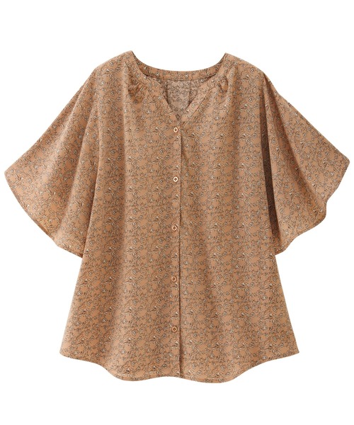 Viola e Viola（ヴィオラエヴィオラ）の「ゆるっときれいなスキッパーフレアー袖ブラウス（シャツ/ブラウス・レディース・ブルー/ベージュ系その他/イエロー/オレンジ系その他/ブラック系その他/オフホワイト/グリーン/ブラック/コバルトブルー/オレンジ・LARGE/MEDIUM/XX-LARGE/X-LARGE）」の14枚目の写真