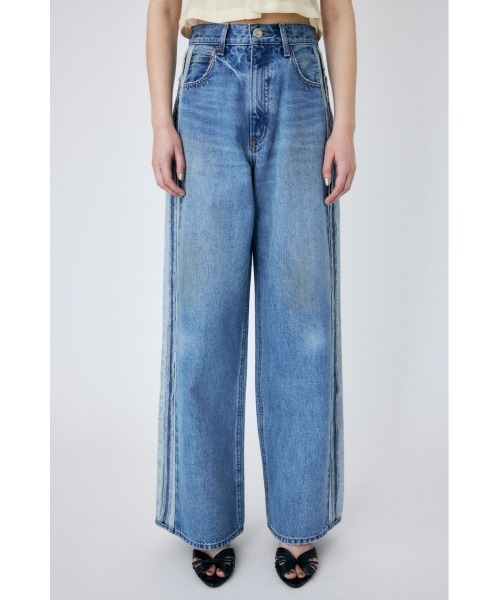 MOUSSY（マウジー）の「SIDE PANEL STRAIGHT（デニムパンツ・レディース・ブルー・1/2/0）」の6枚目の写真