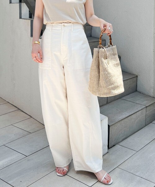 Rie Miller（リエミラー）の「◇【WEB限定】ハイウエストベイカーカーブパンツ（その他パンツ・レディース・オフホワイト/オリーブ・S/M/L/XS）」の2枚目の写真