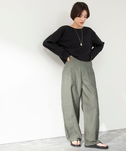 Rie Miller（リエミラー）の「◇【WEB限定】ハイウエストベイカーカーブパンツ（その他パンツ・レディース・オフホワイト/オリーブ・S/M/L/XS）」の9枚目の写真