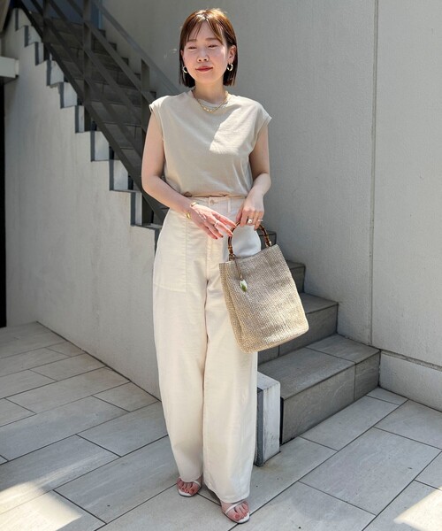 Rie Miller（リエミラー）の「◇【WEB限定】ハイウエストベイカーカーブパンツ（その他パンツ・レディース・オフホワイト/オリーブ・S/M/L/XS）」の5枚目の写真