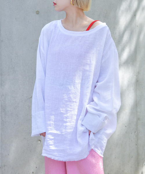 CITYSHOP(シティーショップ)の「Li/Co BIO WASH PULLOVER2:シャツ(シャツ/ブラウス・レディース・ブラック/サックスブルー/ホワイト・FREE)」の2枚目の写真