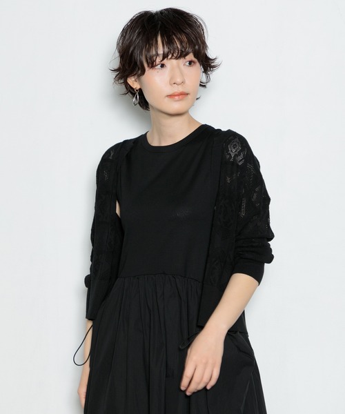 AMERICAN RAG CIE（アメリカンラグシー）の「透かし柄キーネックカーディガン（カーディガン/ボレロ・レディース・オフホワイト/グリーン/ブラック・FREE）」の14枚目の写真