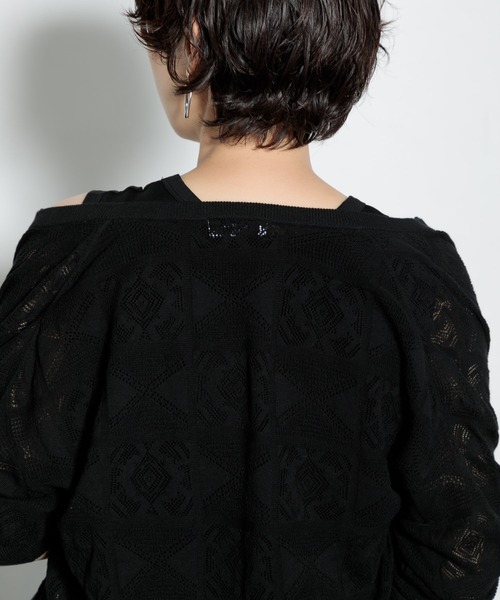 AMERICAN RAG CIE（アメリカンラグシー）の「透かし柄キーネックカーディガン（カーディガン/ボレロ・レディース・オフホワイト/グリーン/ブラック・FREE）」の19枚目の写真