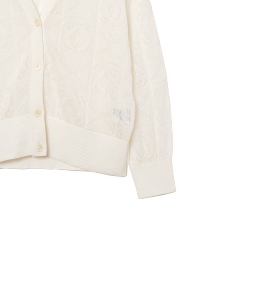 AMERICAN RAG CIE（アメリカンラグシー）の「透かし柄キーネックカーディガン（カーディガン/ボレロ・レディース・オフホワイト/グリーン/ブラック・FREE）」の7枚目の写真