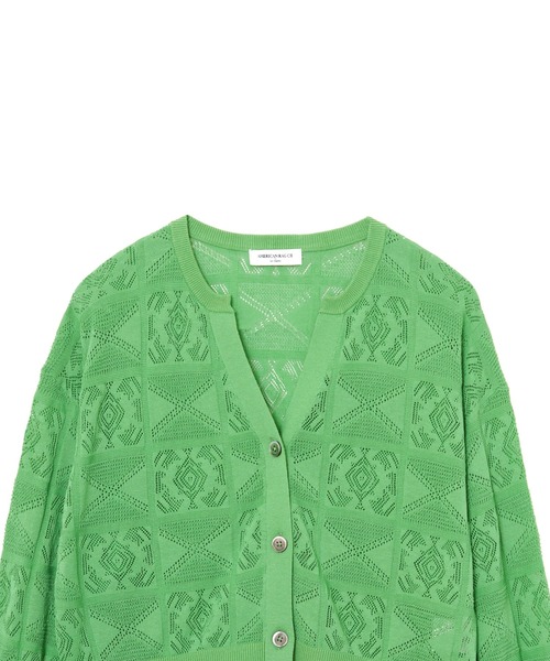 AMERICAN RAG CIE（アメリカンラグシー）の「透かし柄キーネックカーディガン（カーディガン/ボレロ・レディース・オフホワイト/グリーン/ブラック・FREE）」の13枚目の写真