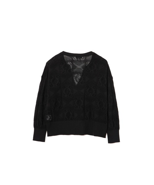 AMERICAN RAG CIE（アメリカンラグシー）の「透かし柄キーネックカーディガン（カーディガン/ボレロ・レディース・オフホワイト/グリーン/ブラック・FREE）」の8枚目の写真