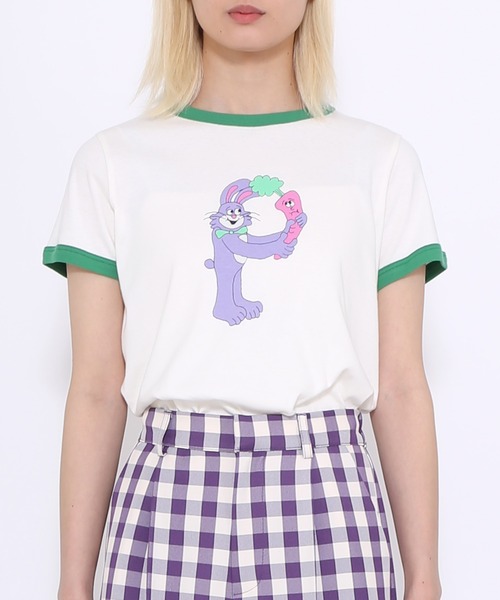PUNYUS（プニュズ）の「Rabbit Tシャツ（Tシャツ/カットソー・レディース・グリーン/イエロー/ホワイト・2/3/1/4）」の2枚目の写真