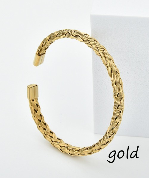 Coo+i（クーイ）の「編み込みデザインバングル（バングル/リストバンド・レディース・ブラック/シルバー/ゴールド・FREE）」の9枚目の写真
