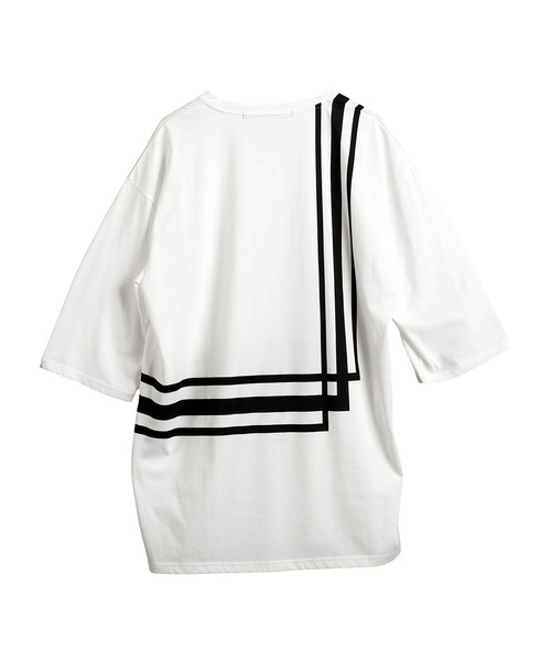 NO ID.（ノーアイディ）の「ジオメトリックプリント7分袖BIG-T（Tシャツ/カットソー・メンズ・グレー/ブラック/ホワイト・ONE SIZE）」の12枚目の写真