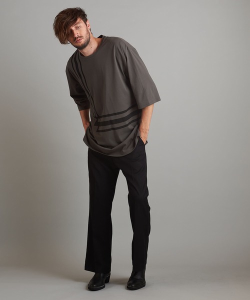 NO ID.（ノーアイディ）の「ジオメトリックプリント7分袖BIG-T（Tシャツ/カットソー・メンズ・グレー/ブラック/ホワイト・ONE SIZE）」の11枚目の写真