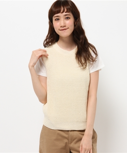 Kastane（カスタネ）の「【Kastane】リネンニットベスト・Tシャツセット（ニット/セーター・レディース・アイボリー/キャメル/ライトグレー・FREE）」の20枚目の写真