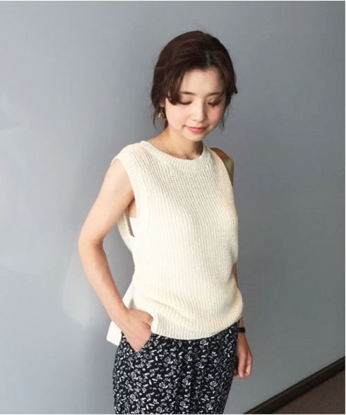 Kastane（カスタネ）の「【Kastane】リネンニットベスト・Tシャツセット（ニット/セーター・レディース・アイボリー/キャメル/ライトグレー・FREE）」の12枚目の写真