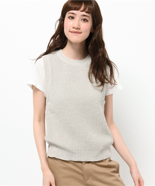 Kastane（カスタネ）の「【Kastane】リネンニットベスト・Tシャツセット（ニット/セーター・レディース・アイボリー/キャメル/ライトグレー・FREE）」の13枚目の写真