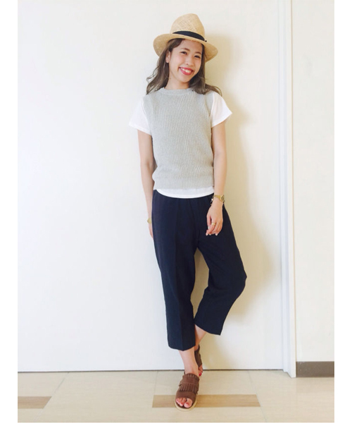 Kastane（カスタネ）の「【Kastane】リネンニットベスト・Tシャツセット（ニット/セーター・レディース・アイボリー/キャメル/ライトグレー・FREE）」の14枚目の写真