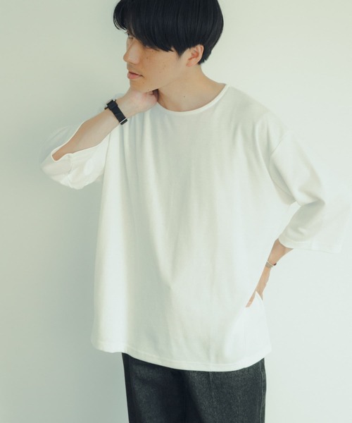 ITEMS URBANRESEARCH(アイテムズ アーバンリサーチ)の「ポンチ 7分袖ビッグTシャツ(Tシャツ/カットソー・メンズ・グリーン/オフホワイト/ブラック・LARGE/MEDIUM)」の5枚目の写真
