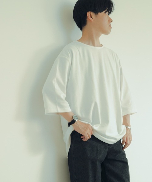 ITEMS URBANRESEARCH(アイテムズ アーバンリサーチ)の「ポンチ 7分袖ビッグTシャツ(Tシャツ/カットソー・メンズ・グリーン/オフホワイト/ブラック・LARGE/MEDIUM)」の6枚目の写真