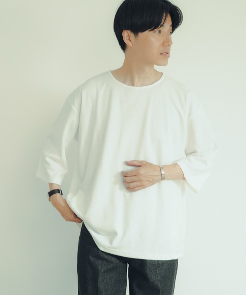ITEMS URBANRESEARCH(アイテムズ アーバンリサーチ)の「ポンチ 7分袖ビッグTシャツ(Tシャツ/カットソー・メンズ・グリーン/オフホワイト/ブラック・LARGE/MEDIUM)」の7枚目の写真