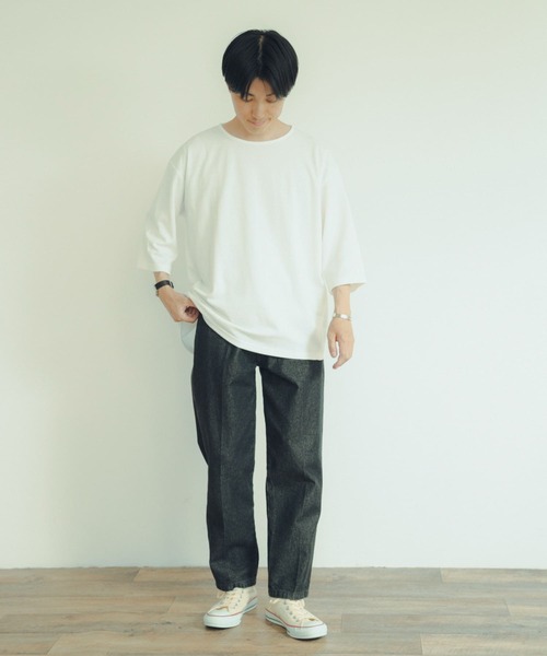 ITEMS URBANRESEARCH(アイテムズ アーバンリサーチ)の「ポンチ 7分袖ビッグTシャツ(Tシャツ/カットソー・メンズ・グリーン/オフホワイト/ブラック・LARGE/MEDIUM)」の9枚目の写真