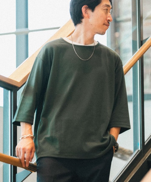 ITEMS URBANRESEARCH(アイテムズ アーバンリサーチ)の「ポンチ 7分袖ビッグTシャツ(Tシャツ/カットソー・メンズ・グリーン/オフホワイト/ブラック・LARGE/MEDIUM)」の18枚目の写真