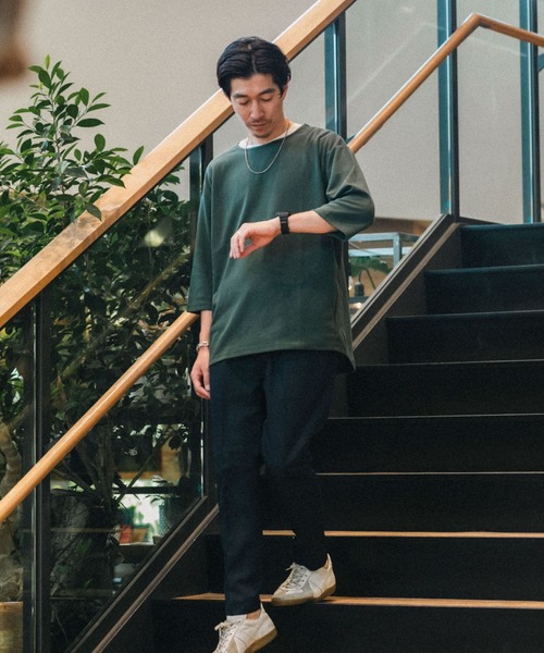 ITEMS URBANRESEARCH(アイテムズ アーバンリサーチ)の「ポンチ 7分袖ビッグTシャツ(Tシャツ/カットソー・メンズ・グリーン/オフホワイト/ブラック・LARGE/MEDIUM)」の20枚目の写真