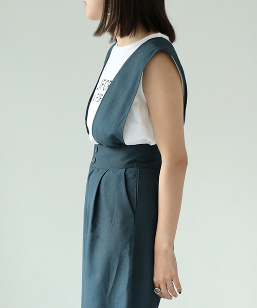 each（イーチ）の「2wayサロペワイドパンツ（サロペット/オーバーオール・レディース・ダークグリーン/ブラック・FREE）」の21枚目の写真