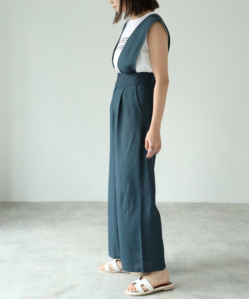 each（イーチ）の「2wayサロペワイドパンツ（サロペット/オーバーオール・レディース・ダークグリーン/ブラック・FREE）」の18枚目の写真