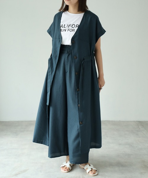 each（イーチ）の「2wayサロペワイドパンツ（サロペット/オーバーオール・レディース・ダークグリーン/ブラック・FREE）」の22枚目の写真