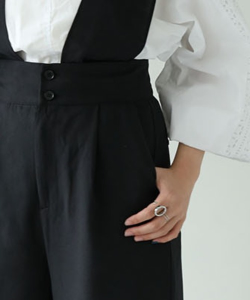 each（イーチ）の「2wayサロペワイドパンツ（サロペット/オーバーオール・レディース・ダークグリーン/ブラック・FREE）」の6枚目の写真