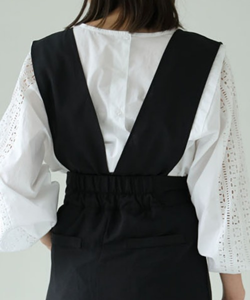 each（イーチ）の「2wayサロペワイドパンツ（サロペット/オーバーオール・レディース・ダークグリーン/ブラック・FREE）」の7枚目の写真