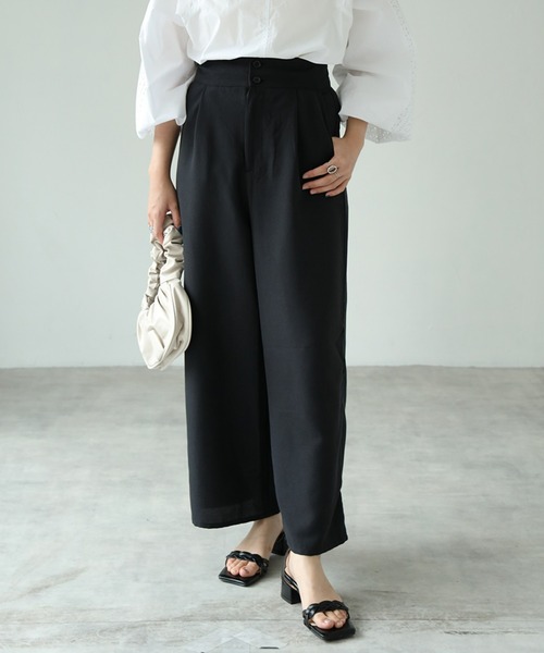 each（イーチ）の「2wayサロペワイドパンツ（サロペット/オーバーオール・レディース・ダークグリーン/ブラック・FREE）」の9枚目の写真