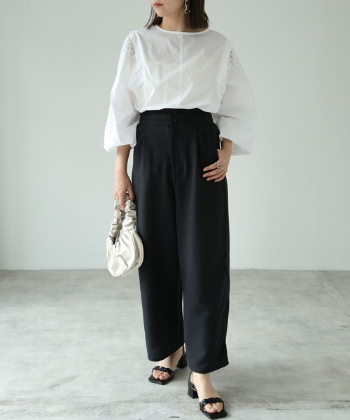 each（イーチ）の「2wayサロペワイドパンツ（サロペット/オーバーオール・レディース・ダークグリーン/ブラック・FREE）」の12枚目の写真