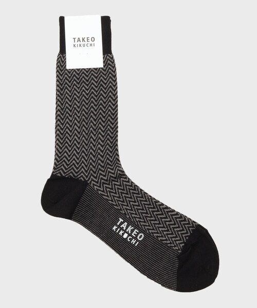 TAKEO KIKUCHI(タケオキクチ)の「◆変形ヘリンボンソックス(ソックス/靴下・メンズ・ブラック/ダークブラウン/グリーン・00)」の2枚目の写真