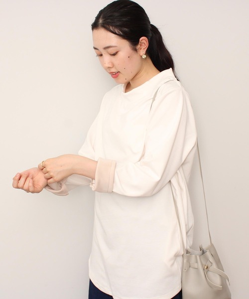 MB mint breeze(エムビーミントブリーズ)の「【L~5L 大きいサイズ】モックネック カットソー(Tシャツ/カットソー・レディース・ブラック/パープル/クリーム・4L/LL/3L/5L/L)」の15枚目の写真