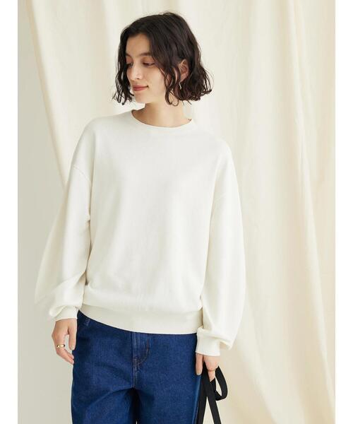 CRAFT STANDARD BOUTIQUE（クラフトスタンダードブティック）の「袖ボリュームニットプルオーバー（ニット/セーター・レディース・ネイビー/グリーン/アイボリー・FREE）」の5枚目の写真