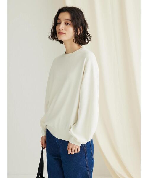 CRAFT STANDARD BOUTIQUE（クラフトスタンダードブティック）の「袖ボリュームニットプルオーバー（ニット/セーター・レディース・ネイビー/グリーン/アイボリー・FREE）」の6枚目の写真