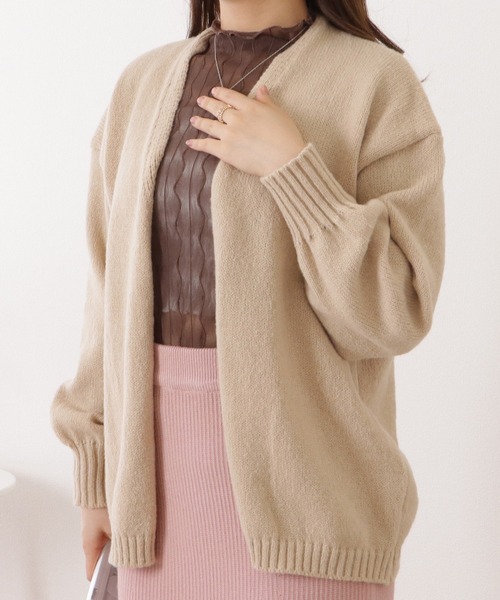 Lace Ladies(レースレディース)の「ミドル丈ベーシックゆるニットカーディガン(ニット/セーター・レディース・ベージュ/ライトグレー/アイボリー/モカ/ブラック/ピンク・FREE)」の6枚目の写真