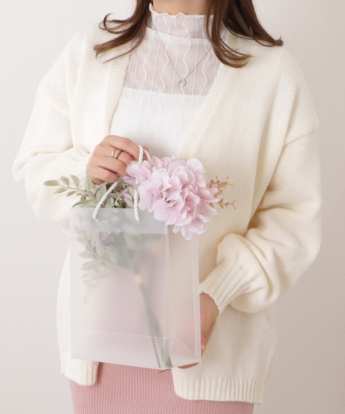 Lace Ladies(レースレディース)の「ミドル丈ベーシックゆるニットカーディガン(ニット/セーター・レディース・ベージュ/ライトグレー/アイボリー/モカ/ブラック/ピンク・FREE)」の7枚目の写真
