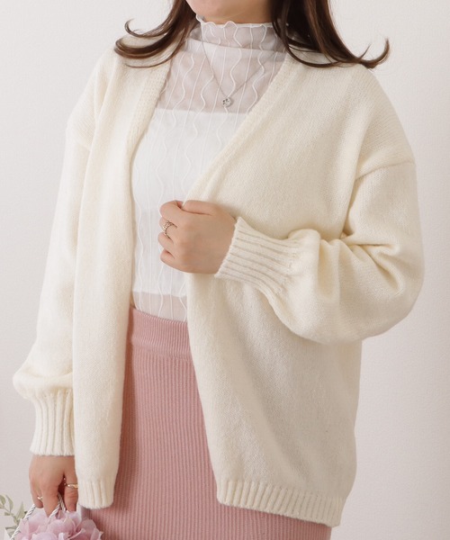Lace Ladies(レースレディース)の「ミドル丈ベーシックゆるニットカーディガン(ニット/セーター・レディース・ベージュ/ライトグレー/アイボリー/モカ/ブラック/ピンク・FREE)」の10枚目の写真