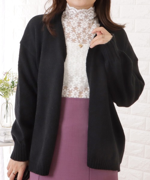 Lace Ladies(レースレディース)の「ミドル丈ベーシックゆるニットカーディガン(ニット/セーター・レディース・ベージュ/ライトグレー/アイボリー/モカ/ブラック/ピンク・FREE)」の15枚目の写真