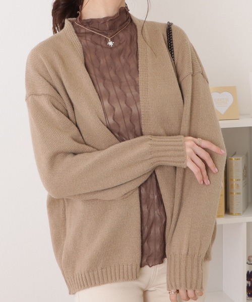 Lace Ladies(レースレディース)の「ミドル丈ベーシックゆるニットカーディガン(ニット/セーター・レディース・ベージュ/ライトグレー/アイボリー/モカ/ブラック/ピンク・FREE)」の19枚目の写真
