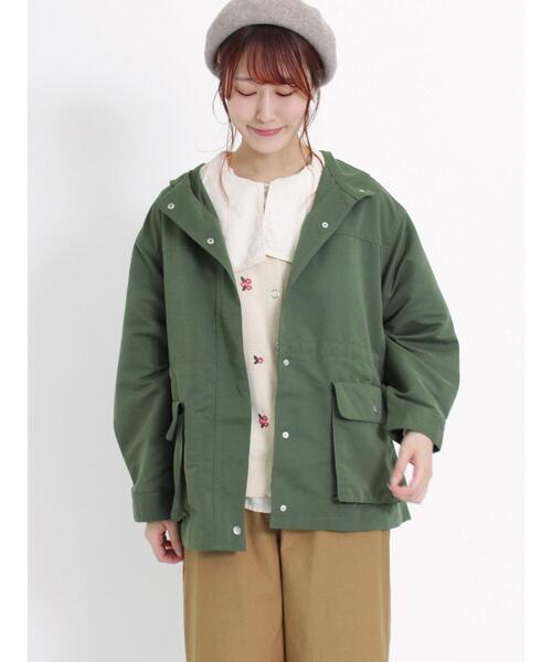 Samansa Mos2（サマンサ モスモス）の「ツイルマウンテンパーカー（ノーカラージャケット・レディース・ブルー/ダークブラウン/レッド/ベージュ/カーキ・F）」の4枚目の写真